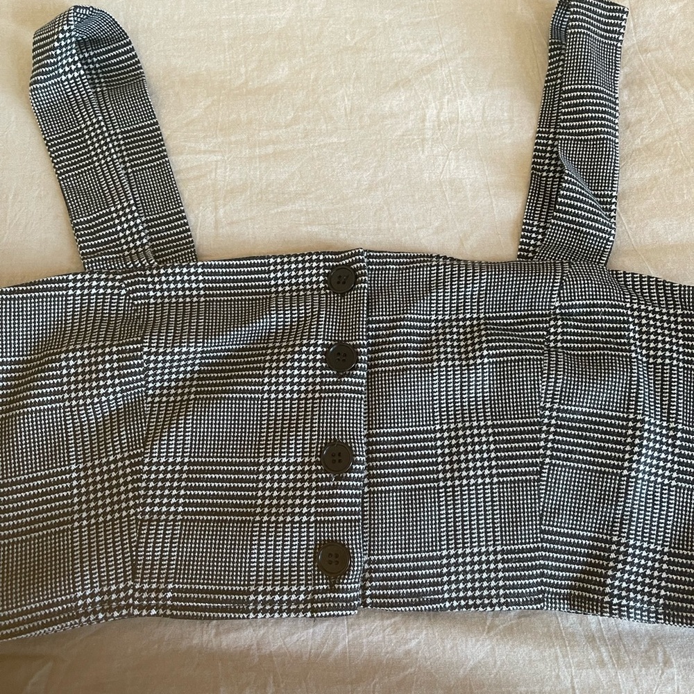 Reformation Checkered Cropped Button Front Tank - image 2